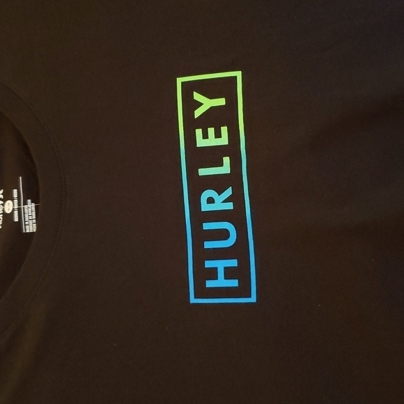 Hurley Men's Black w/Blue & Green Logo Short Sleeve Tee - Size M - Picture 3 of 6